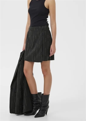 Adira mw wrap skirt Dark Grey Melange Gestuz 